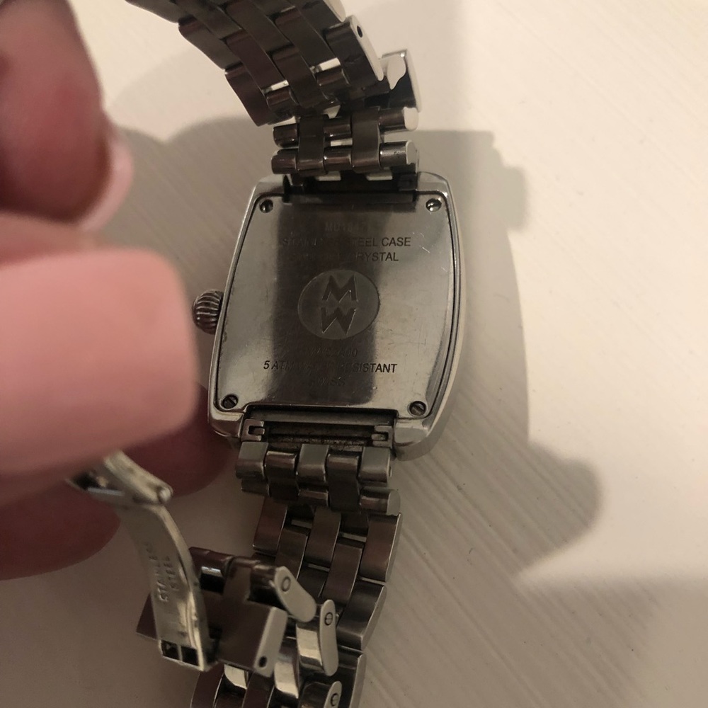 Michele Silver Bracelet Watch with White Dial and Red Accent - Picture 3 of 7